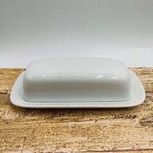 Vintage Butter Dish BIA Cordon Bleu Porcelain White 2 Piece Cover/Under Plate